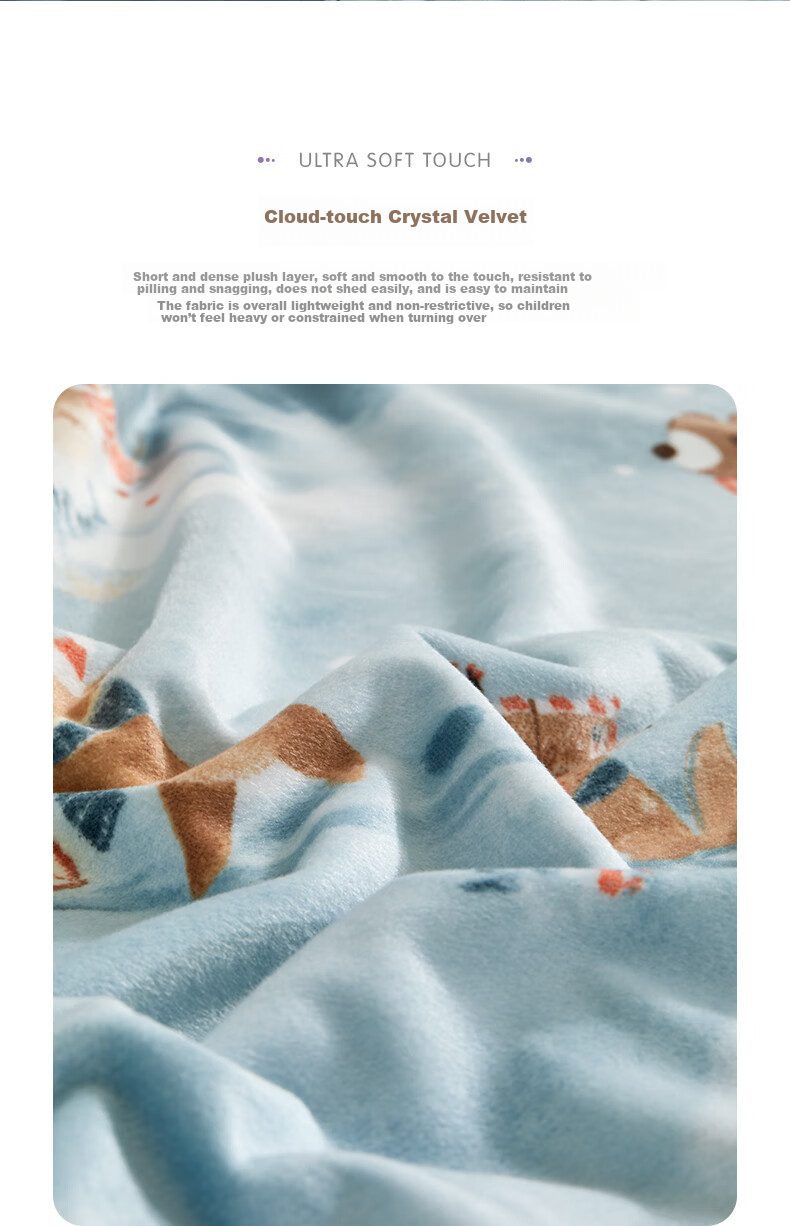 Luolaikids 3-Piece Set Baby A-Class Crystal Warm Velvet Bedding Dorm Single Bed Sheet Duvet Cover Pillowcase 150x215cm 5