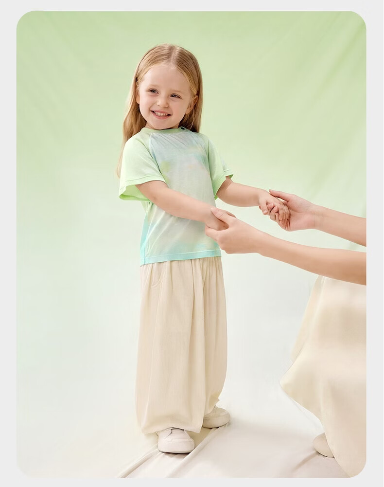 Babycare Natural Cool Short Sleeve Spring Summer Baby Soft Moisture-Wicking Quick-Dry Crew Neck T-Shirt Foam Green 140 26
