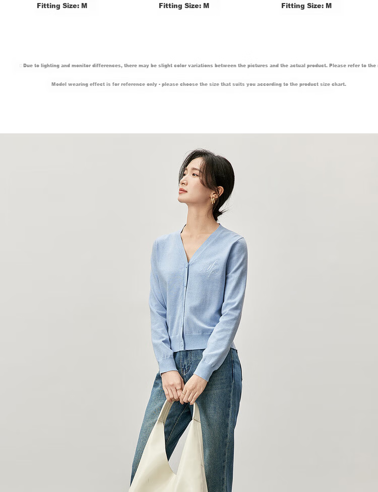 Sentubila Spring Summer Casual V-Neck Cardigan Knitwear Women Simple High-End Top Cardigan Innerwear Light Gray M 12