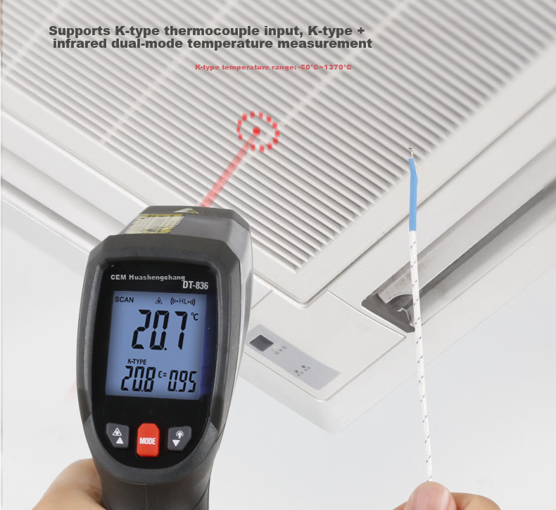 CEM DT-835 Infrared Thermometer High-Precision Handheld Industrial Temperature Gun for Home Kitchen Baking 4