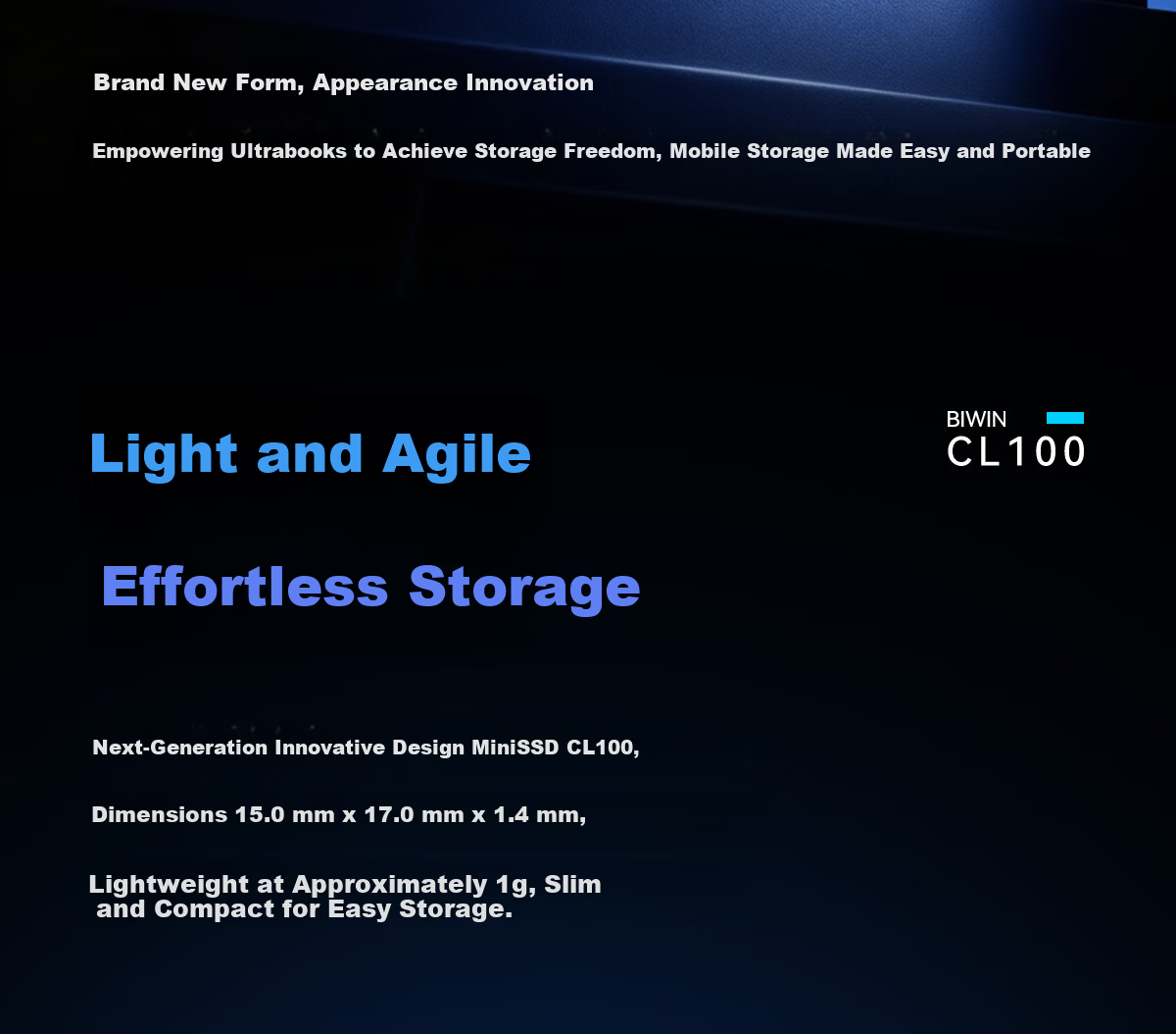 BIWIN 512GB Mini SSD PCIe 4.0x2 NVMe CL100 Series 3700MB/s Read Speed AI PC Storage Accessory 5