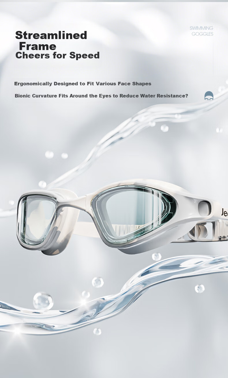 Jeep Prescription Swimming Goggles for Women, High-Definition, Waterproof, Anti-Fog, Professional Adult Swim Goggles for Men, Soft Purple Tint, Power 200 3