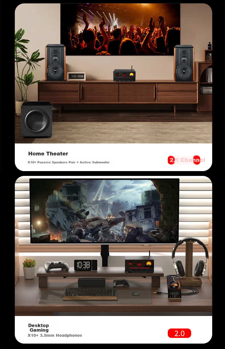 SUCA AUDIO Voice Actor Creation X10 High Power Amplifier Power Amplifier with Bluetooth USB Digital Decoder Preamplifier Headphone Amplifier HiFi Audiophile Tube Amplifier Home HiFi Amplifier 20