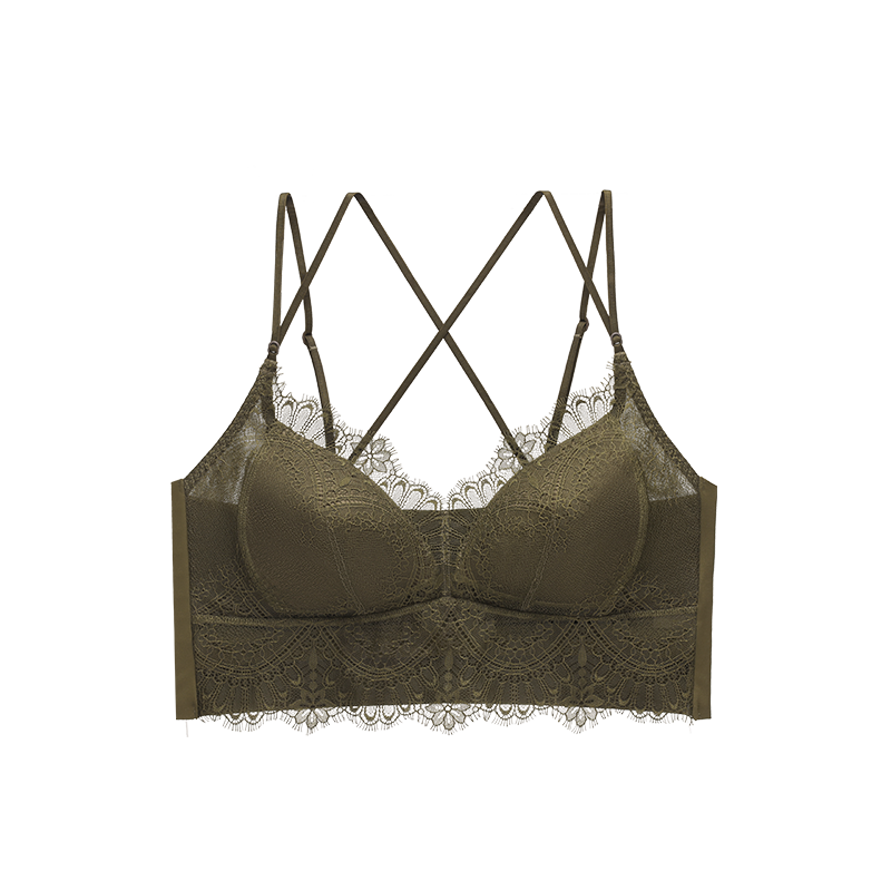 Manifen Lace Back Strapless Camisole Women's Mango Cup Sexy Padded Wireless Bra Integrated Underwear
