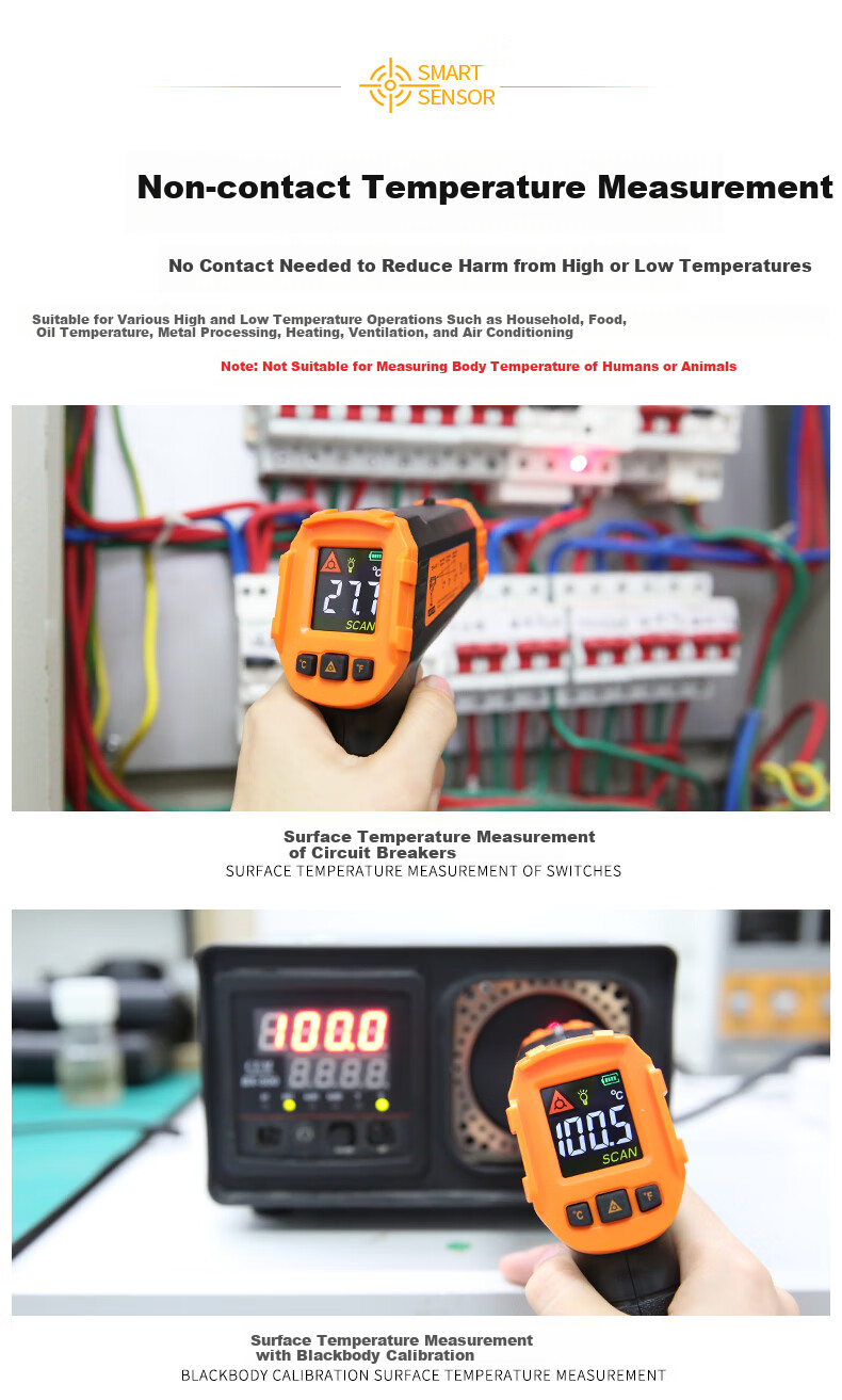 CEM ST490B Infrared Thermometer High-Definition Digital Industrial Temperature Gun Food Oil Temperature Meter 11