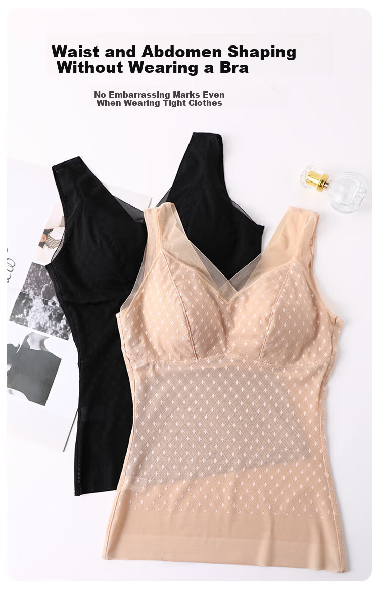 GRACEWELL Women's Slimming Breathable Thin Shapewear Vest with Built-in Bra Pads Embroidered Waist Trainer Body Shaper Top 5