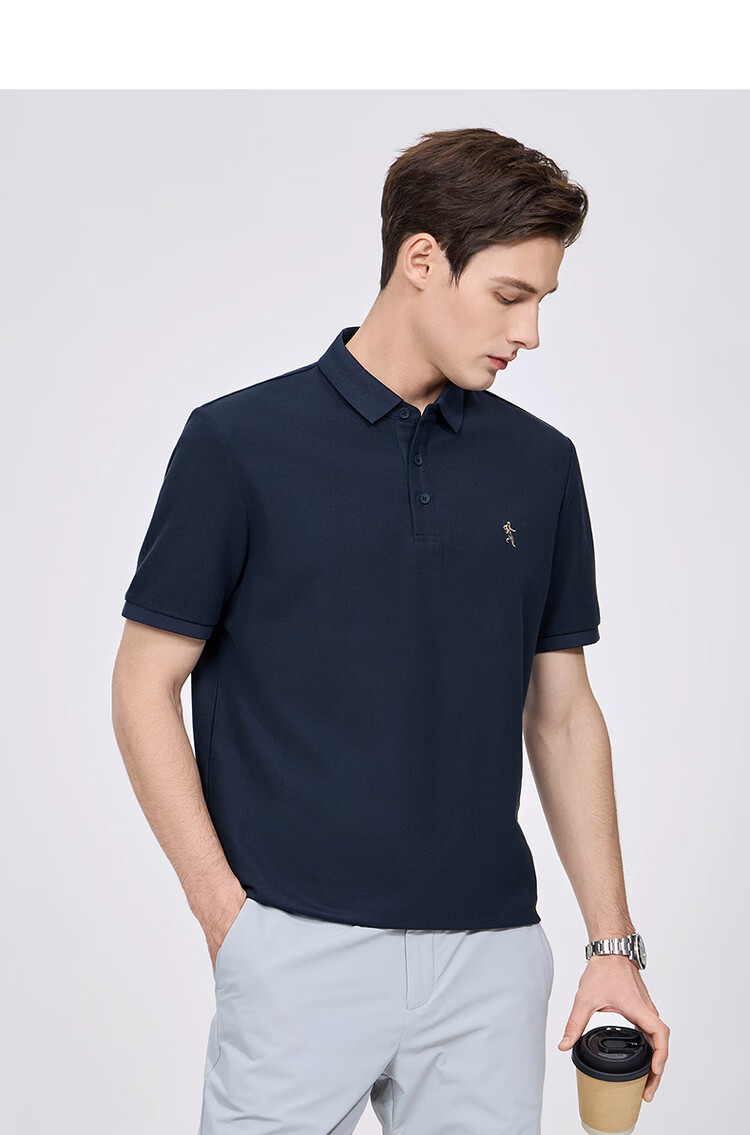 Dance with Wolves [Instant Cooling] Premium Fabric Summer Men's Commuter Antibacterial Short Sleeve Polo Shirt 001 Black XL 19