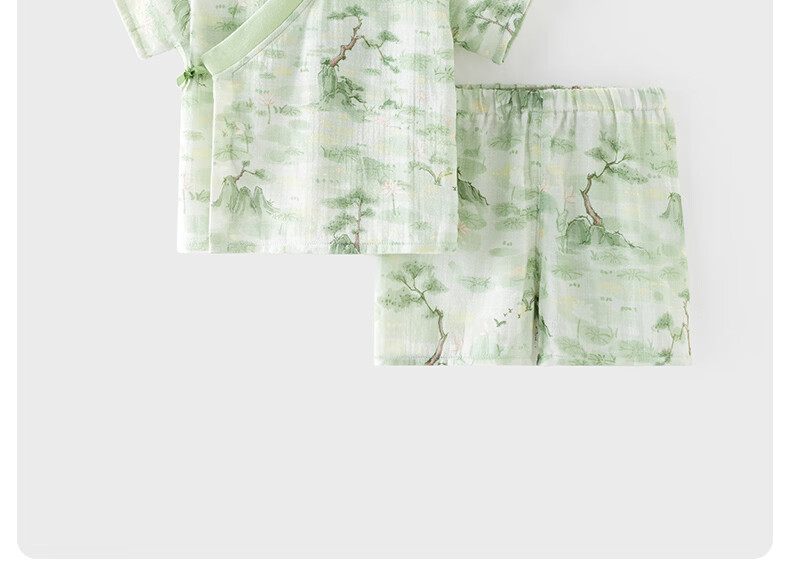 Happy Little Bear Summer Short Sleeve Shirt Set Baby Antibacterial Mite-Resistant Two-Piece Short Sleeve and Shorts Thin Separate Outfit 2