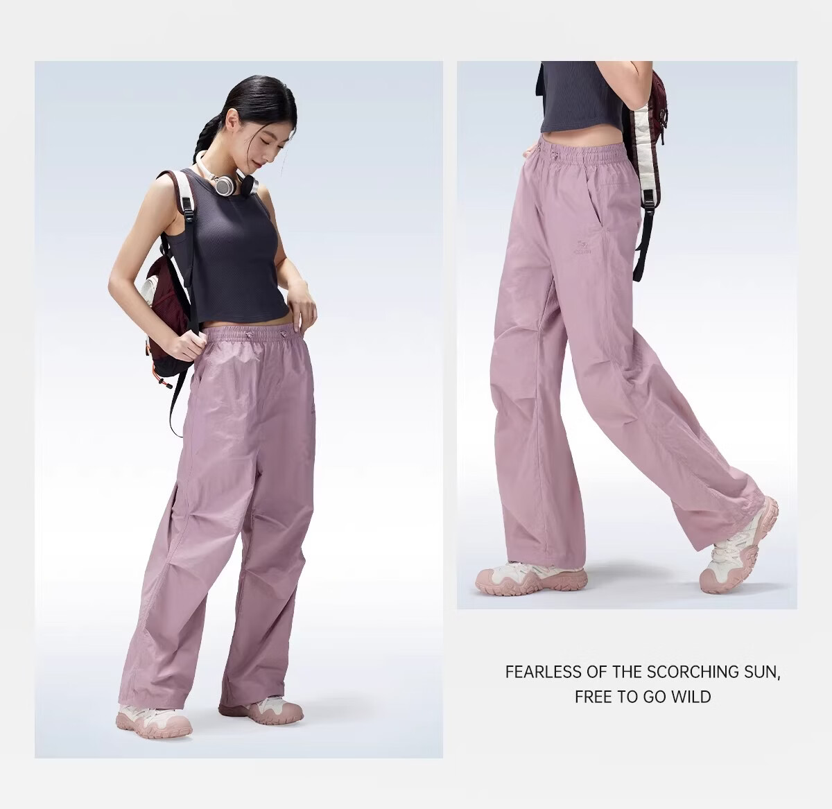 CAMEL [Wang Junkai's Choice] Outdoor Quick-Dry Pants, Spring And Summer Cool Breathable Sun Protection Wide-Leg Trousers, Hiking Paratrooper Pants 29
