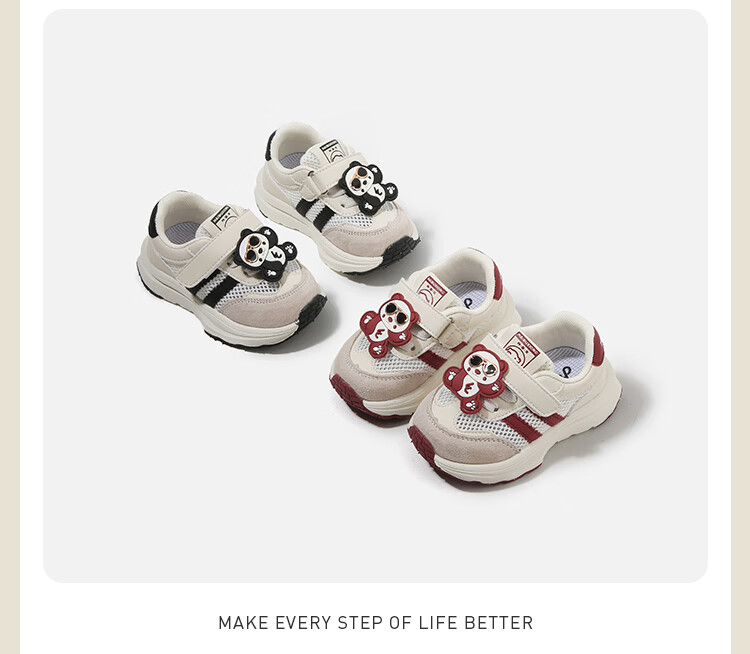 ThomBaker Kids Toddler Walking Shoes Baby Sports Mesh Cartoon Soft Sole Spring Summer Girls Shoes Red Bear Pendant Size 19 9