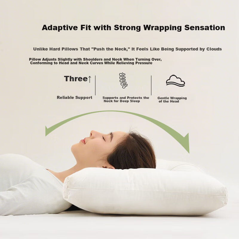 Ranpai Low Pillow A-Class Pure Cotton Soft Cervical Pillow Neck Protection Student Pillow Single 48x74cm