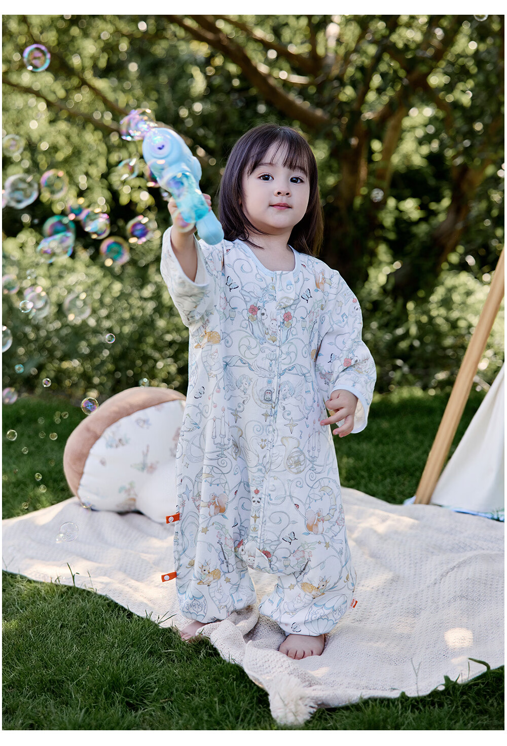 Liangliang Baby Sleeping Bag Bamboo Cotton Gauze Air-Conditioned Room Anti-Kick Quilt for Babies and Children Front 4 Back 2 Fantasy 110/56 22