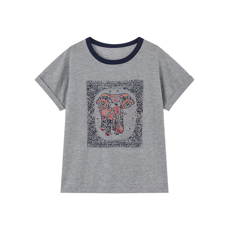 Demana [Light Oxygen Lyocell] Summer Colorblock Crew Neck Elephant Jacquard Raglan Loose Slim Knit Sweater for Women Premium Feel