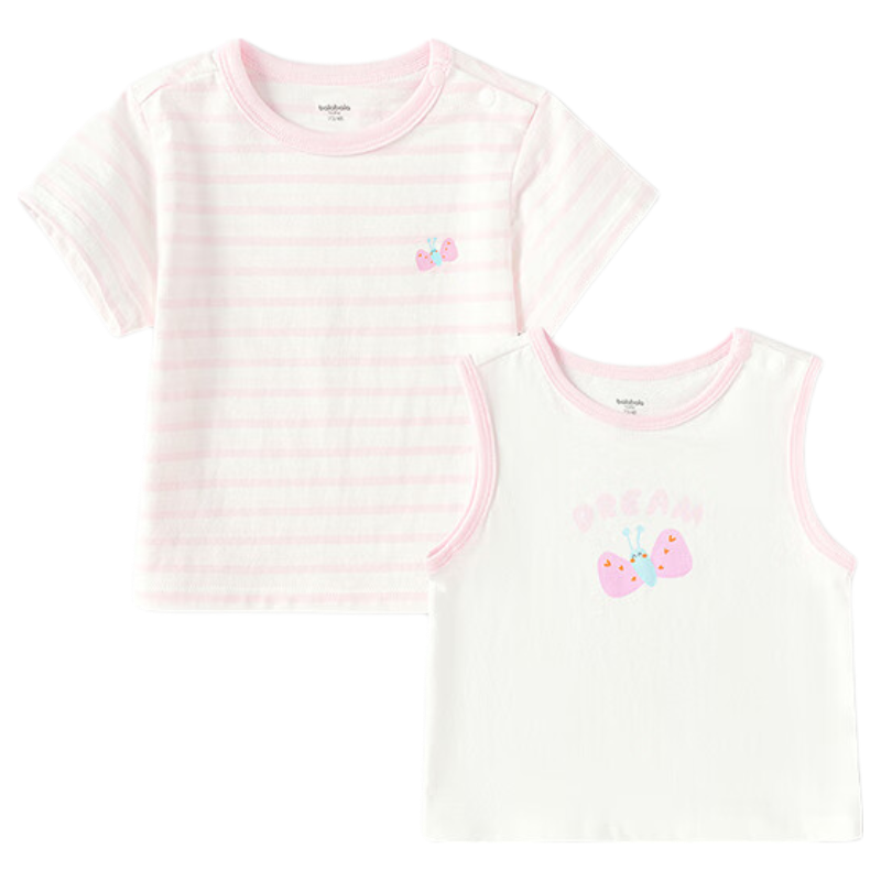Balabala [balaOne] Kids Baby T-Shirt Infant Short Sleeve Top 2026 Summer Two-Piece Set