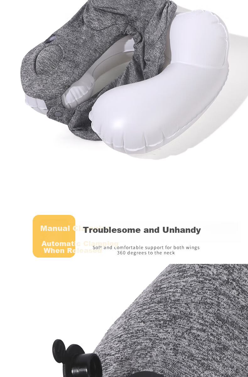 JAJALIN Inflatable U-Shaped Travel Neck Pillow Portable Sleep Aid for Long Trips Pressurized Cervical Support Pillow 8