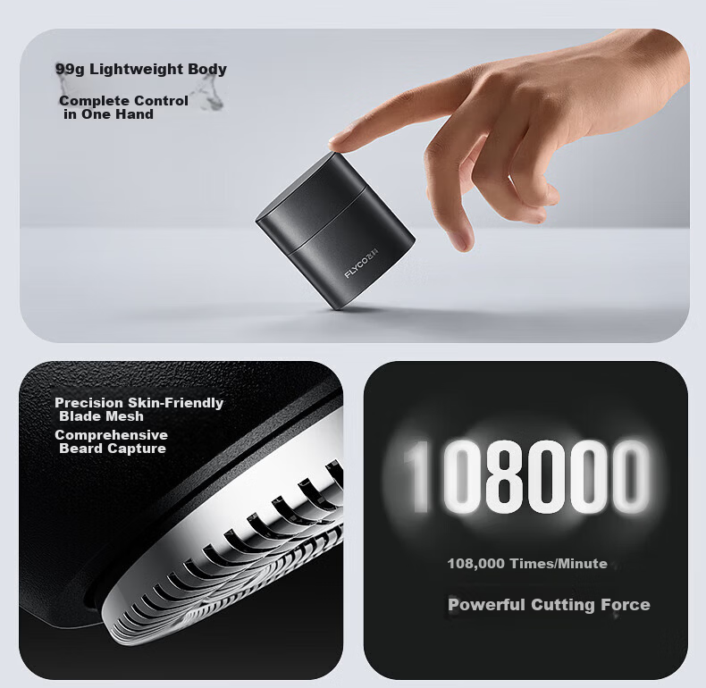 FLYCO Portable Electric Shaver for Men Dual-Head Rotary Waterproof Beard Trimmer F6 Starry Night Black Gift for Boyfriend Husband Father 3