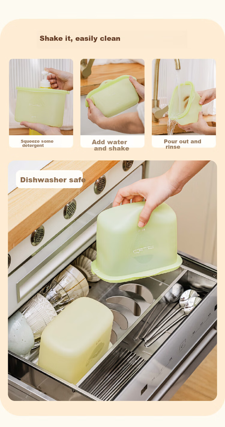 Shuke Silicone Food Storage Bag Food Grade High Temperature Resistant Household Fruit Bag Refrigerator Freezer Sealed Bag 20