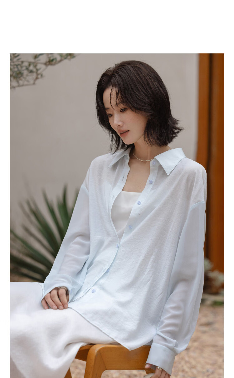 Demana [Yunjian Shiyi] Spring Simple Gentle Style Lapel Patchwork Chiffon Blouse Loose Petite Women's Shirt 9
