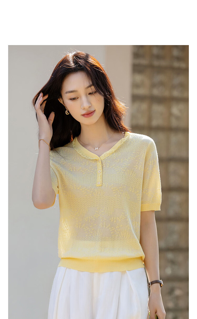 Demana Cotton Acetate Blend Spring National Style New Chinese V-Neck Jacquard Slim Fit Stretch Women's Knit Sweater 11