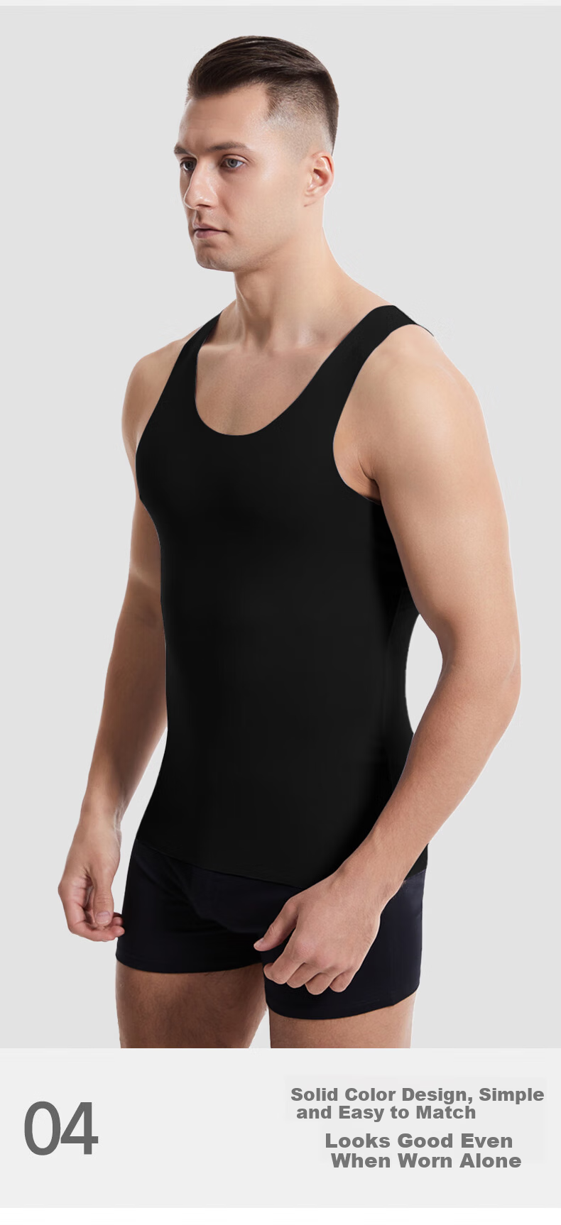 FIRS Men's Vest [80S Lenzing Modal] Round Neck High Elasticity Cooling Breathable Seamless Base Layer Tank Top Plus Size 9
