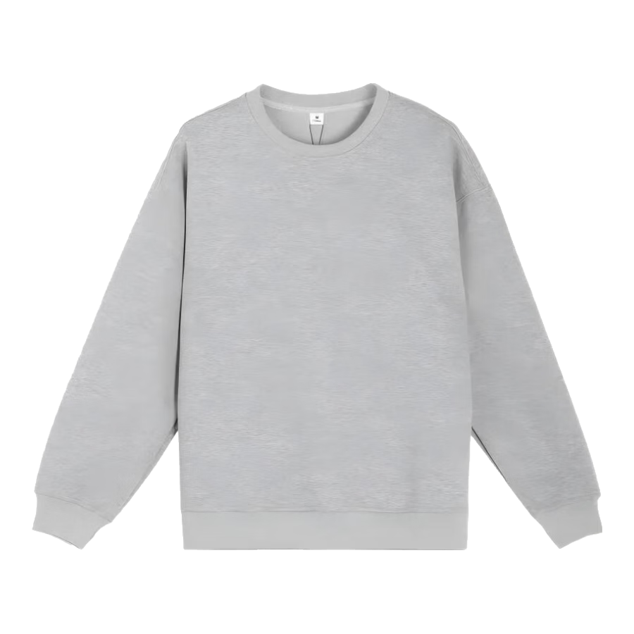 ICH MODE Women's American Style Crew Neck Solid Color Sweatshirt Spring Autumn New Loose Lazy Pullover Long Sleeve Top Gray L