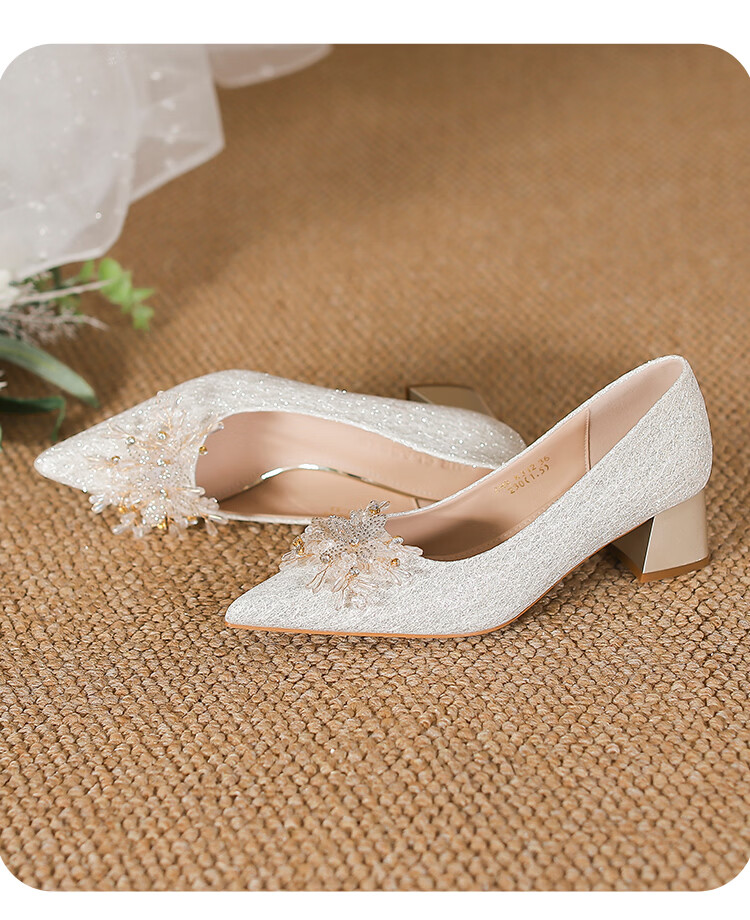 ZHR Valentine's Day Women's High Heels Bride Stiletto Wedding Shoes with Rhinestones and Pearls K312 Red Size 38 24