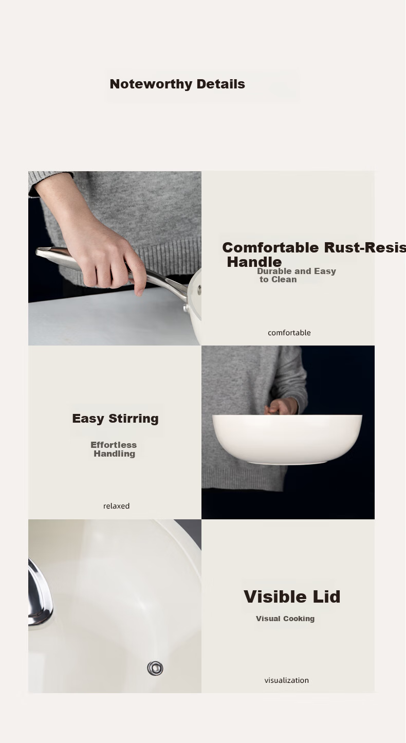 Xingmengxiang NEW DREAM Pebble Non-Stick Coating-Free Ceramic Wok 28cm for Gas Stove and Induction Cooker 12