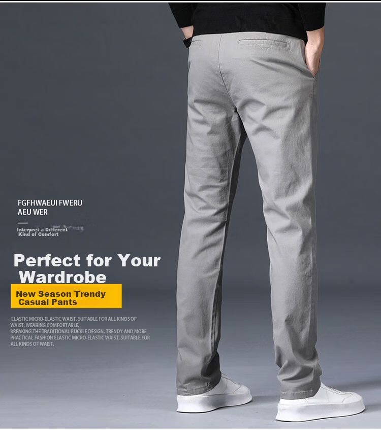 ROMON Men's Spring New Business Casual Pants High Cotton Loose Straight Long Pants Royal Blue 28 4