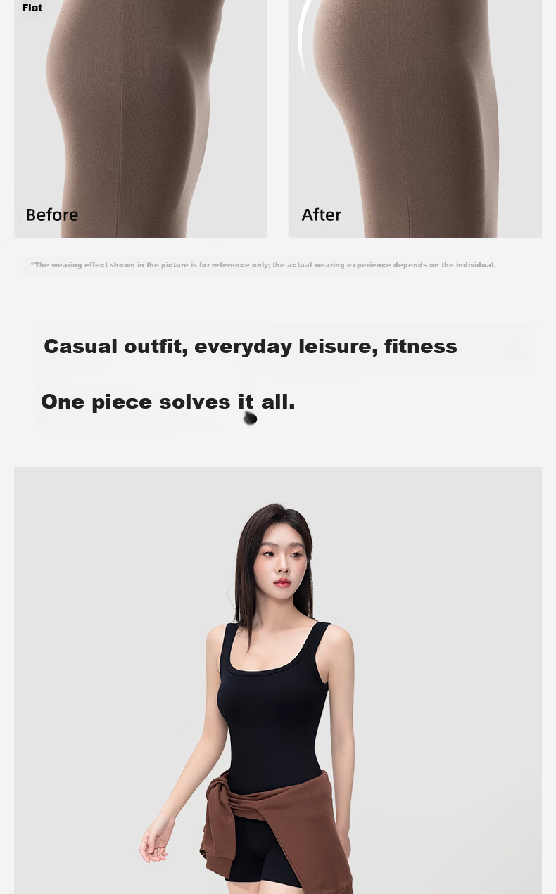 Curvilism [Victoria Song Style] Yoga Fitness Shaping Bodysuit Tummy Control Hip Lift Waist Cincher Navy Blue Size L 14