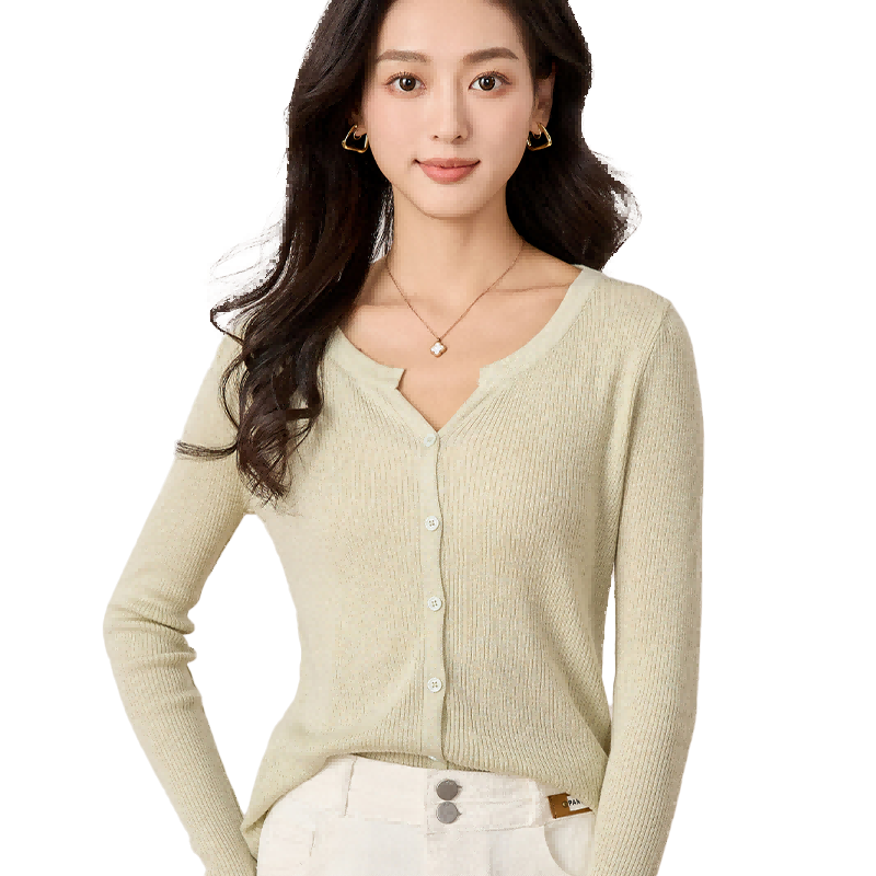 Chushen Women's Basic Versatile Solid Color Lightweight Knit Cardigan Sweater for Layering Or Outer Wear S13QZ1235