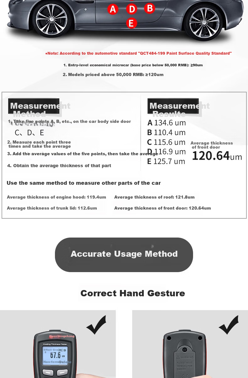 CEM DT-156H Coating Thickness Gauge High-Precision Automotive Non-Destructive Paint Film Meter Industrial Oxide Film Thickness Gauge Upgraded Version 12