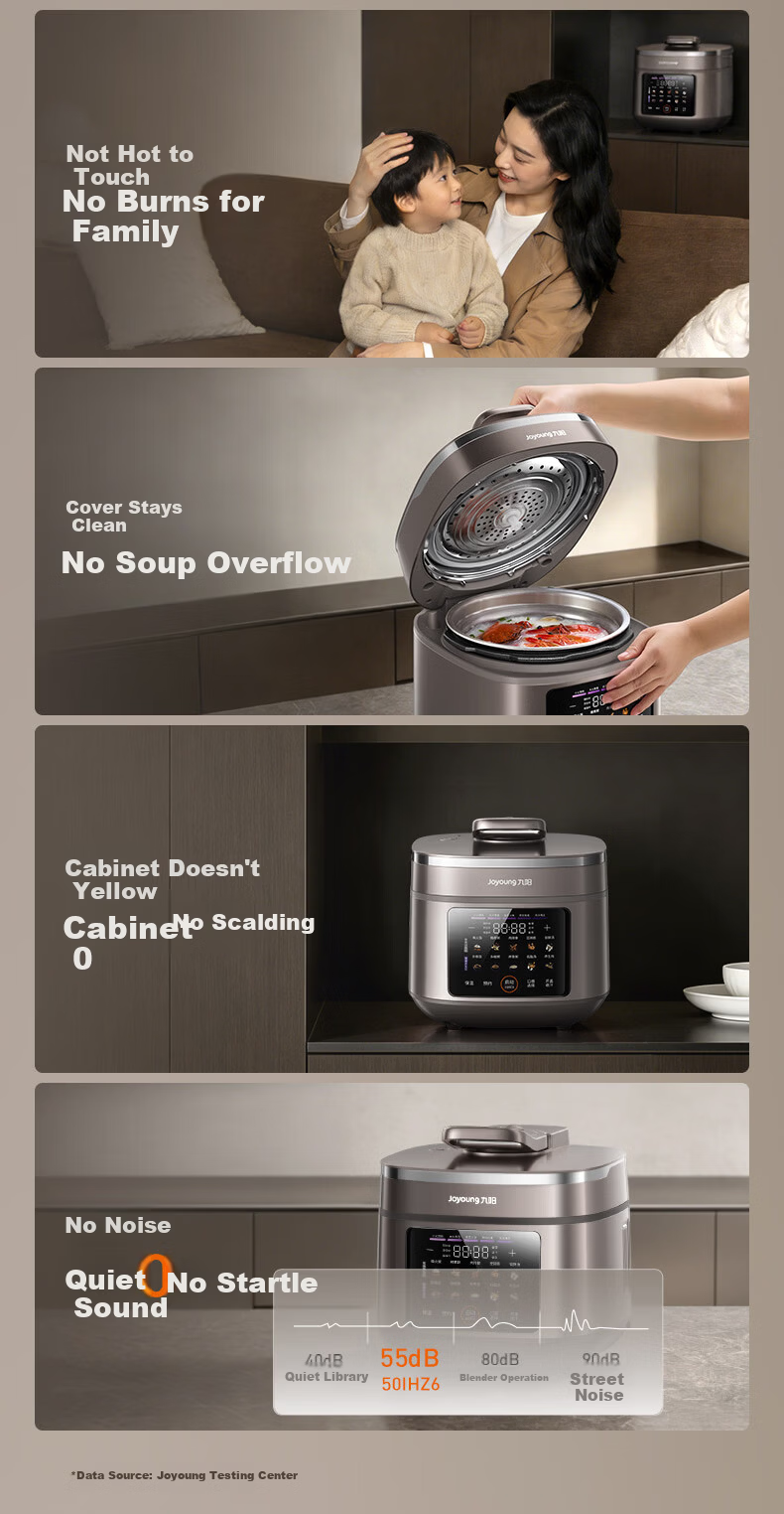 Joyoung Premium Electric Pressure Cooker 1st Gen 5L High Pressure 112KPa IH Smart Reservation Non-Coated Baby-Safe 316L Double Spherical Soup and Rice Cooker Y-50IHZ6 6