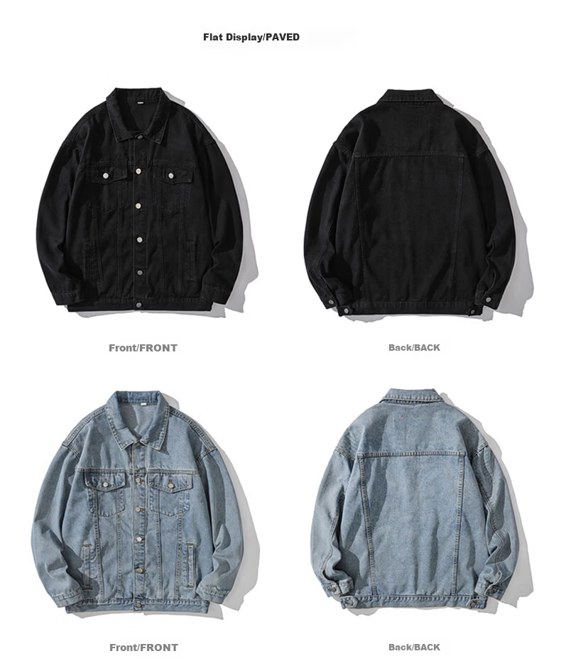 CLOR Vintage Washed Denim Jacket Men Ins Street Loose Spring Summer Coat JK18 Black L 2