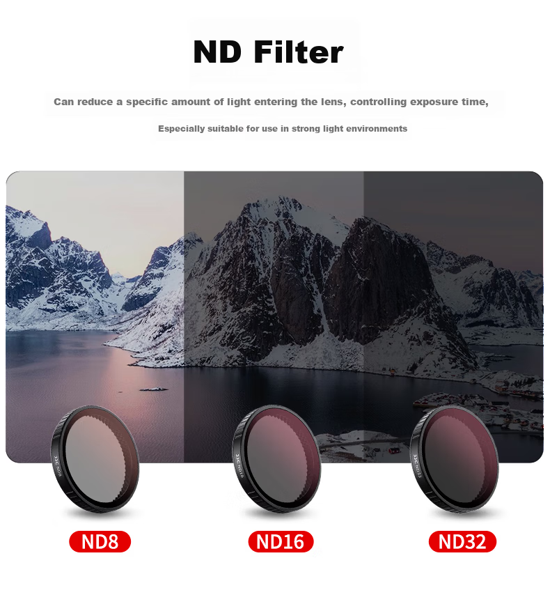 JJC DJI Action4/5 Pro Filter Kit CPL Polarizer Fixed ND Neutral Density Lens Action3 Sports Camera Accessories 12