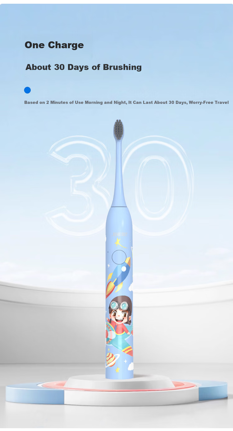 Simple Youth Children's Electric Toothbrush Soft Vibration Gentle Bristles for Sensitive Kids Effective Cavity Prevention Blue Children's Gift Birthday Present 6