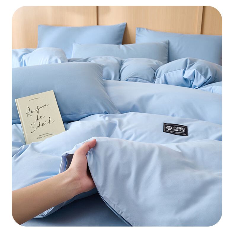 Grace Single Quilt Cover A-Class Antibacterial Skin-Friendly Student Single Quilt Cover Core Set Distant Mountain Blue 180*220cm 13