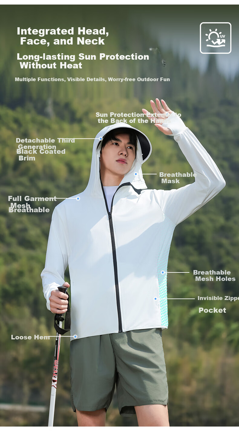 Combo Men's Ice Silk Summer UV Protection Ultra-Thin Breathable Cycling Outdoor Sun Protection Jacket Women's Fishing Coat 16