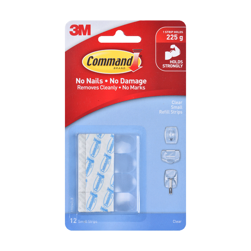 3M Transparent Double-Sided Tape, Nail-Free Adhesive, Invisible Replacement Strips, Hook And Loop Fastener, Small Size, 24 Pieces