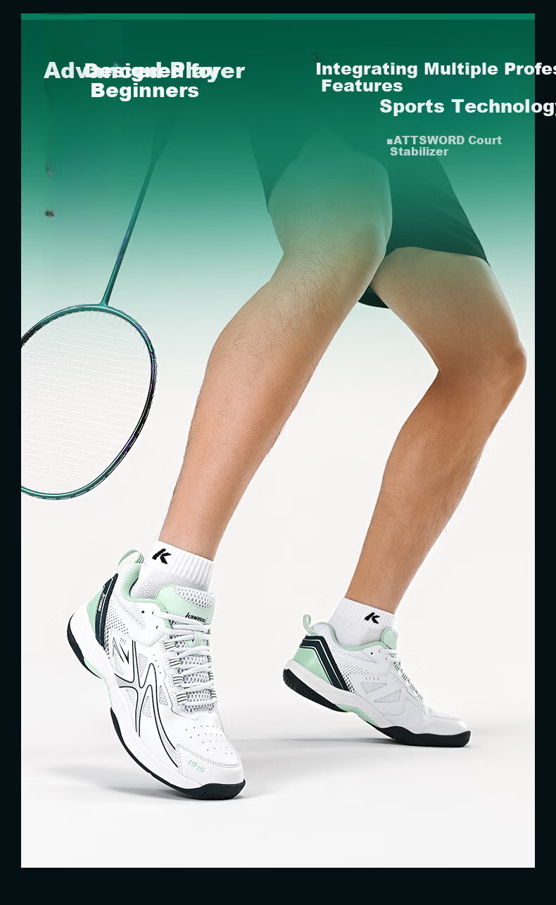 KAWASAKI Unisex Lightweight Professional Badminton Shoes Non-Slip Shock Absorption Training and Competition Sneakers for Students Beginners 5