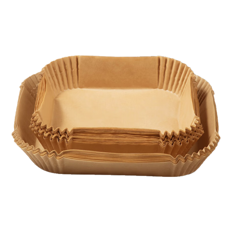 COOKER KING Air Fryer Paper Trays, Silicone Oil Paper Plates, Round Household Baking Pans for Roasting Meat, Square Shape, 20cm, 100 Pieces