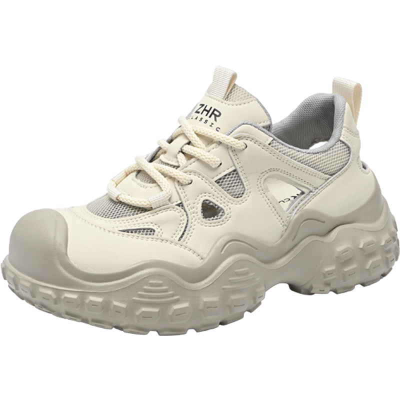 ZHR Women's Hiking Shoes, Summer Outdoor Sports Shoes for Women, Hollow Thick-Soled Casual Women's Shoes, KD216E, Beige, Size 39