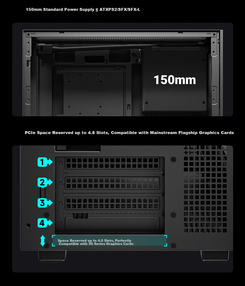DEEPCOOL CH260WOOD Black Case Compatible with Backplate Motherboard / 360mm Water Cooling / ATX Power Supply / 174mm Air Cooling / Wood Grain Finish I/O Interface 9