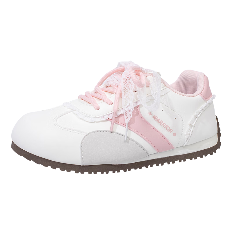 Warrior Women's Spring and Autumn New German Training Shoes Flat Soft Sole Casual Student Sports Sneakers Beige Gray Pink Size 36