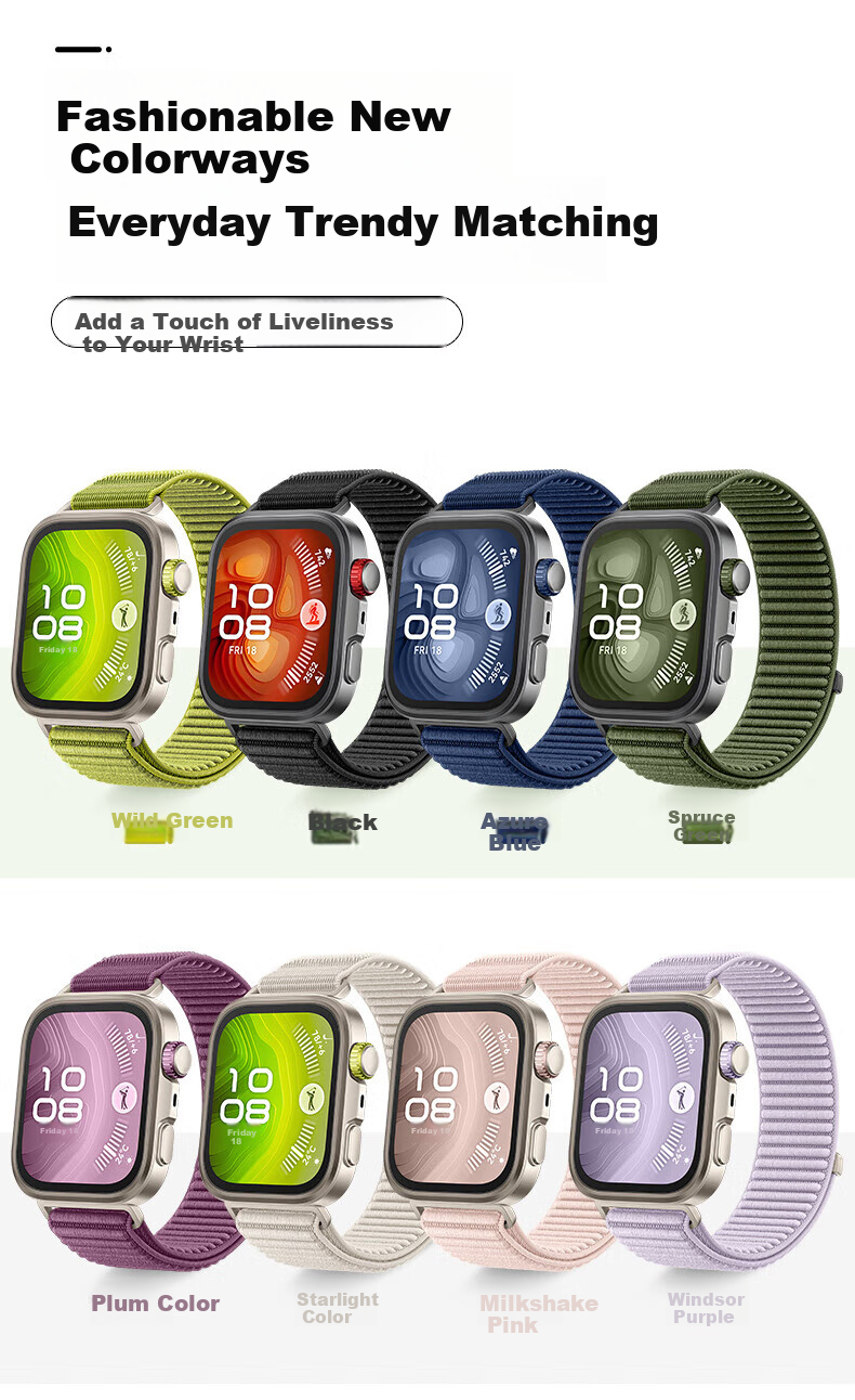 Watchbond Nylon Loop Strap for Huawei Watch Fit4 Fit3 Fit4 Pro Smart Sports Breathable Unisex Wristband 3