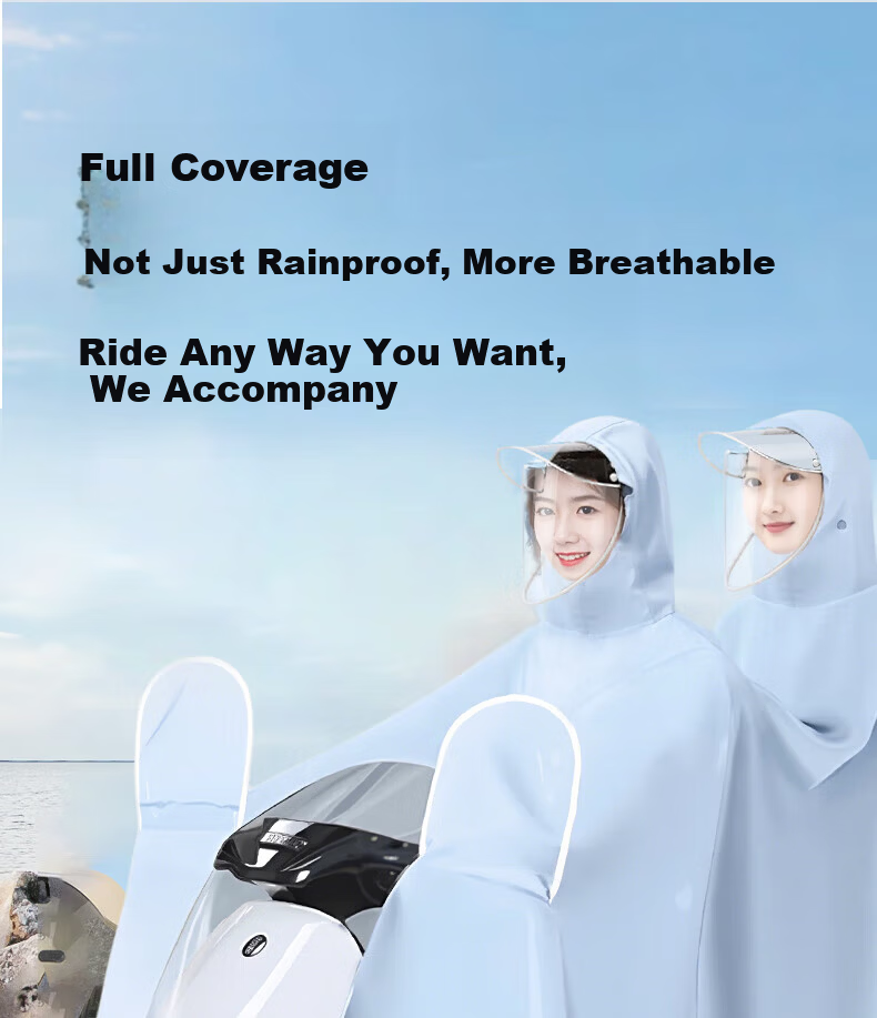 Chengge Electric Scooter Raincoat Full-Body Stormproof Suit Adult Rider Unisex Motorcycle Riding Rain Poncho 11