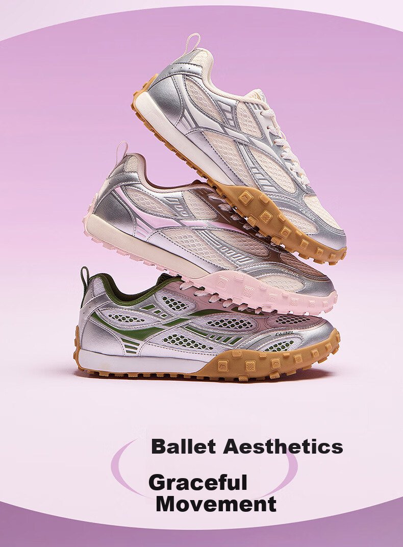 CAMEL Liuguang 2nd Generation Thin Sole Women's Breathable Casual Retro German Training Shoes K26BX5L3008 Silver/Ivory White Size 37 5