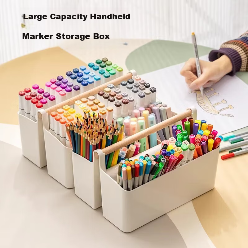 Jukeai Large Capacity Marker Pen Holder Multifunctional Desk Organizer with Handle for Students