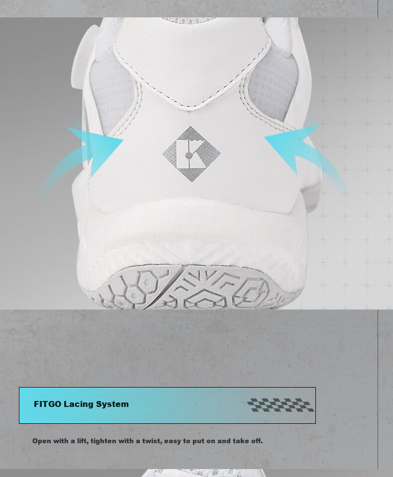 KUMPOO Featherlight D99 Badminton Shoes Anti-Twist Shock Absorption Non-Slip Button Lace Unisex White/Black Size 40 14