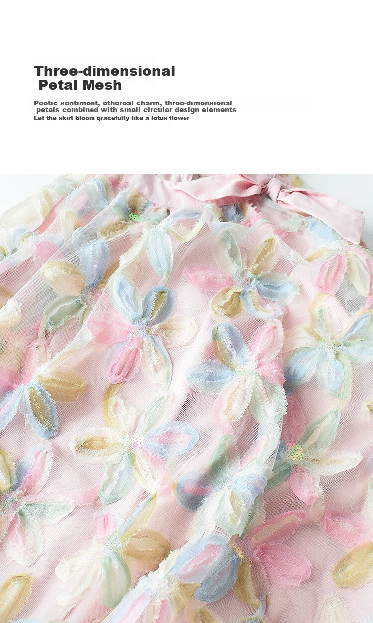 Anneyol Girls 2025 Summer New Trendy Princess Dress Floral Pink Size 110 5