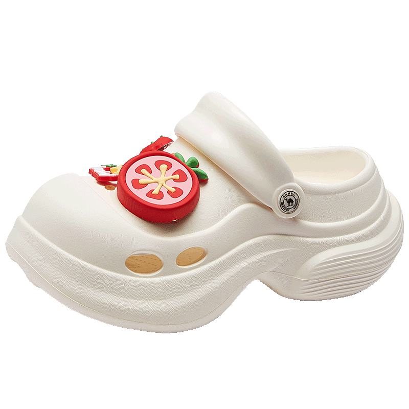 CAMEL Women's Hollow Out Thick Sole Height Increasing Sandals Beach Slippers L26M226049 White (Order One Size Larger) 40
